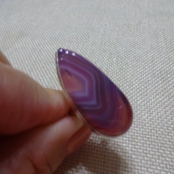 Gorgeous PURPLE BOTSWANA AGATE Handmade Sterling 925 Ring Size 7.25 #314C - Picture 1 of 3